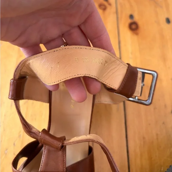 Robert Clergerie Brown Leather Wedge Sandals Size 7 Made in France - Picture 7 of 9